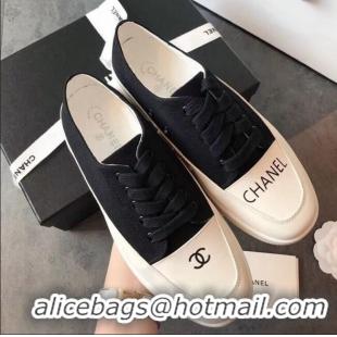 Popular Style Chanel Canvas Asymmetric Sneakers C72216 Black 2020