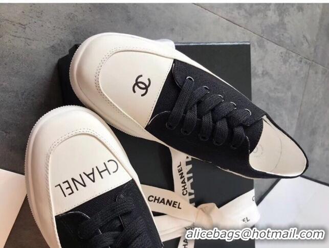 Popular Style Chanel Canvas Asymmetric Sneakers C72216 Black 2020