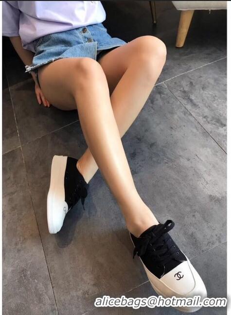 Popular Style Chanel Canvas Asymmetric Sneakers C72216 Black 2020