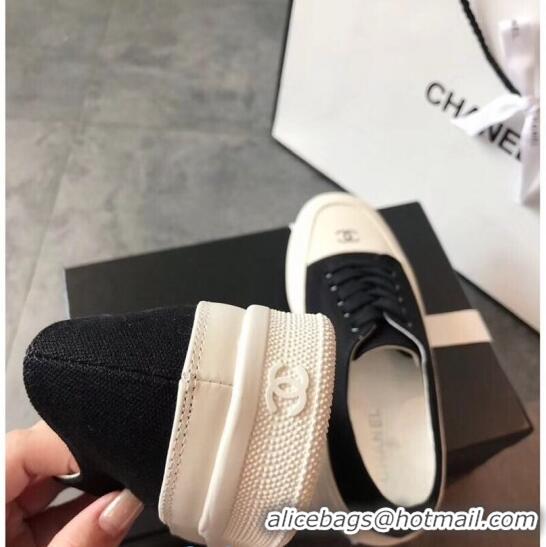 Popular Style Chanel Canvas Asymmetric Sneakers C72216 Black 2020