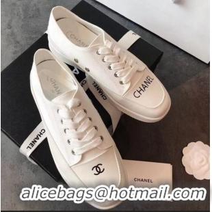 Good Looking Chanel Canvas Asymmetric Sneakers C72216 White 2020