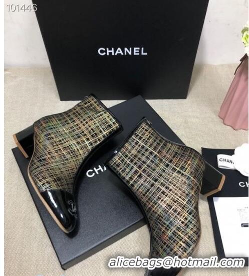 Low Price Chanel Checked Ankle Short Boots G35552 45mm Gold 2020