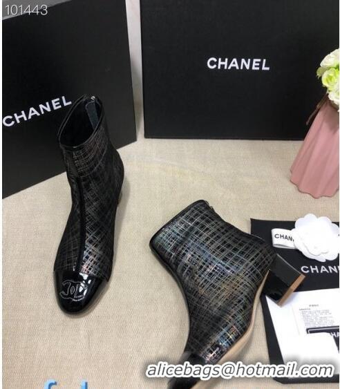 Famous Brand Chanel Checked Ankle Short Boots G35552 45mm Silver 2020