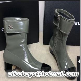 Well Crafted Chanel Patent Leather Foldover Short Boots 45mm C72232 Green 2020