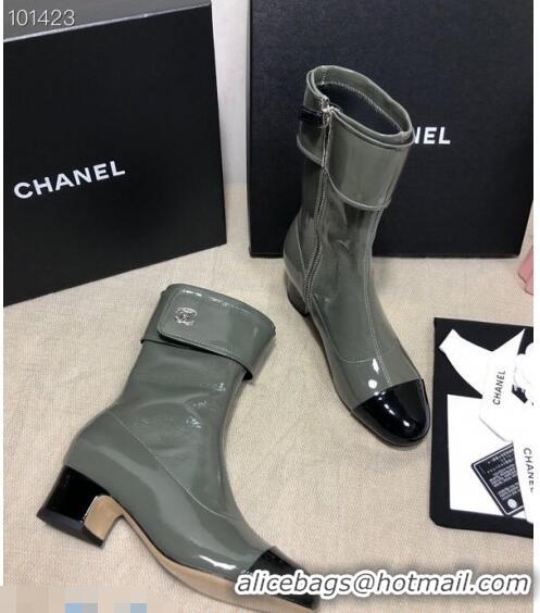 Well Crafted Chanel Patent Leather Foldover Short Boots 45mm C72232 Green 2020