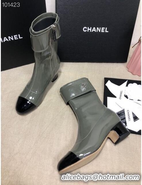 Well Crafted Chanel Patent Leather Foldover Short Boots 45mm C72232 Green 2020