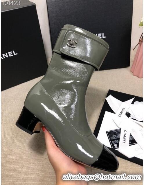 Well Crafted Chanel Patent Leather Foldover Short Boots 45mm C72232 Green 2020