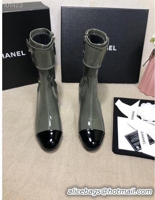 Well Crafted Chanel Patent Leather Foldover Short Boots 45mm C72232 Green 2020