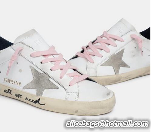 Cheap GOLDEN GOOSE DELUXE BRAND Super-Star sneakers with handwritten Love is all we need lettering GGBD19