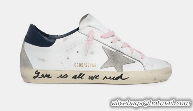 Cheap GOLDEN GOOSE DELUXE BRAND Super-Star sneakers with handwritten Love is all we need lettering GGBD19