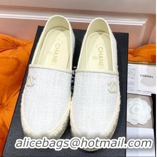 Good Taste Chanel Vintage CC Tweed Espadrilles C72501 White 2020