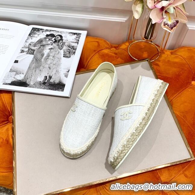 Good Taste Chanel Vintage CC Tweed Espadrilles C72501 White 2020