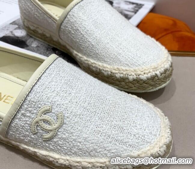 Good Taste Chanel Vintage CC Tweed Espadrilles C72501 White 2020