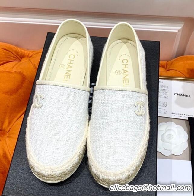 Good Taste Chanel Vintage CC Tweed Espadrilles C72501 White 2020