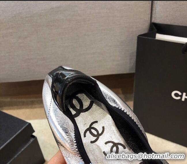 Promotional Discount Chanel Metallic Leather Ballerinas G36166 Silver 2020