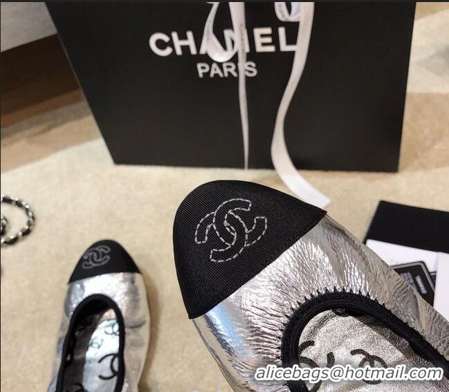 Promotional Discount Chanel Metallic Leather Ballerinas G36166 Silver 2020