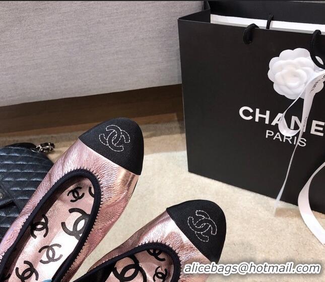 Good Looking Chanel Metallic Leather Ballerinas G36166 Pink 2020