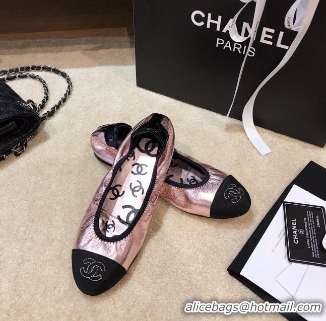 Good Looking Chanel Metallic Leather Ballerinas G36166 Pink 2020