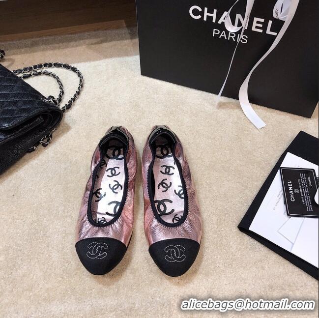 Good Looking Chanel Metallic Leather Ballerinas G36166 Pink 2020