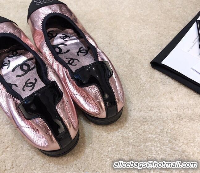 Good Looking Chanel Metallic Leather Ballerinas G36166 Pink 2020