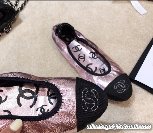 Good Looking Chanel Metallic Leather Ballerinas G36166 Pink 2020