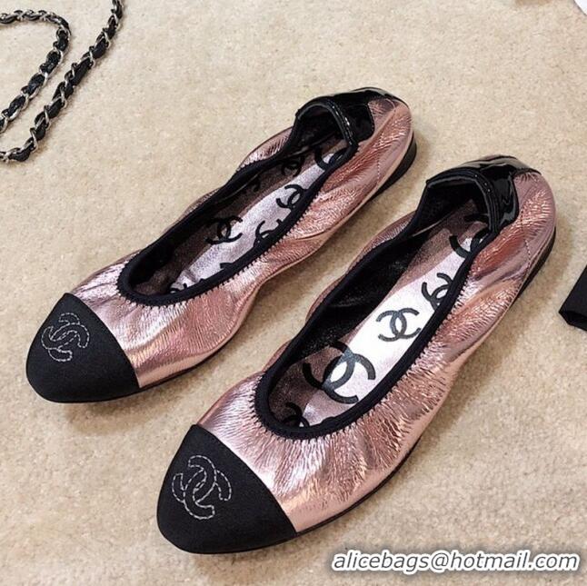 Good Looking Chanel Metallic Leather Ballerinas G36166 Pink 2020