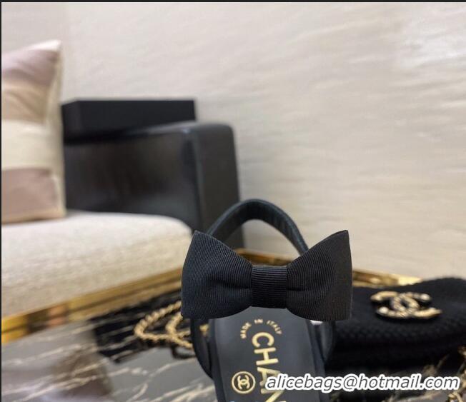 Best Price Chanel Grosgrain Pumps with Bow 80MM G36360 Black 2020