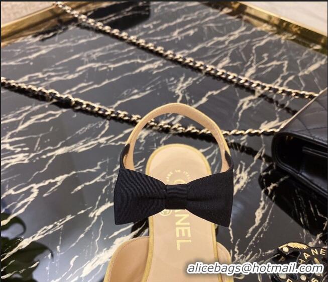 Hot Sell Chanel Suede Flat Mary Janes Slingback with Black Bow G36361 Yellow 2020