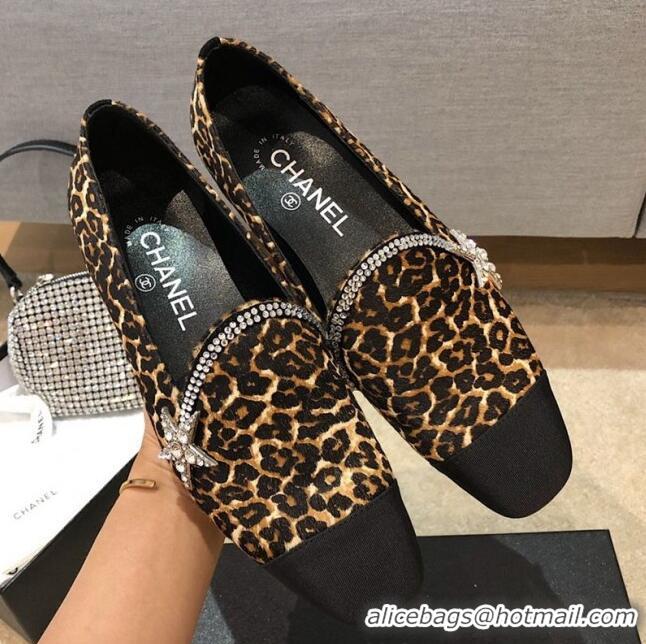 Grade Quality Chanel Leopard Print Flat Loafers With Crystal Star G35833 2020