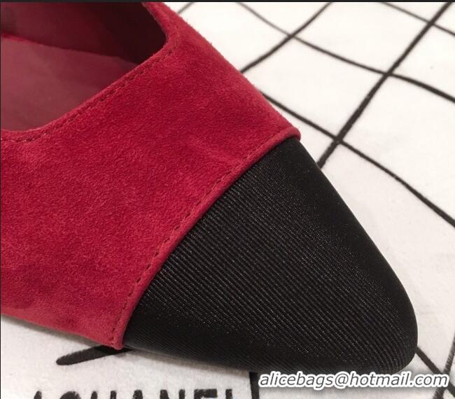 AAAAA Discount Chanel Suede Flat Mary Janes Slingback with Bow G36361 Burgundy 2020