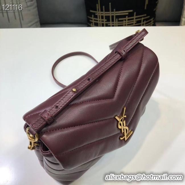 Good Quality Yves Saint Laurent Calfskin Leather Tote Bag 467072 Wine