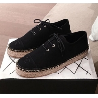 Top Quality Chanel Canvas Lace-Ups Espadrille Sneakers G36140 Black 2020