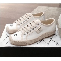 High Quality Chanel Vintage Canvas Label Espadrille Sneakers G62856 White 2020