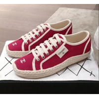 Inexpensive Chanel Vintage Canvas Label Espadrille Sneakers G62856 Red 2020