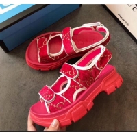 Cheap Wholesale Gucci GG Velvet Sporty Sandal C62406 Red 2020