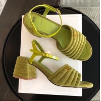 Good Taste Fendi Suede Promenade Sandals With Wide Topstitched Band F42327 Green 2020