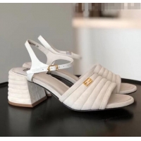 Most Popular Fendi Suede Promenade Sandals With Wide Topstitched Band F42327 White 2020