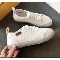 Discount Fendi FF Canvas and PVC Low-Top Sneakers with Label F62409 White 2020