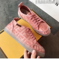 Popular Style Fendi FF Canvas and PVC Low-Top Sneakers with Label G62410 Pink 2020