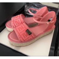 Unique Style Fendi FF Flatform Label Espadrilles Sandals F62442 Pink 2020