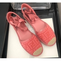 Luxurious Fendi FF Laces Flat Espadrilles F62446 Pink 2020