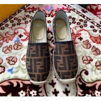 Trendy Design Fendi FF Canvas Flat Espadrilles F62809 Brown 2020