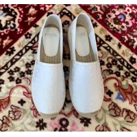 Top Quality Fendi FF Canvas Flat Espadrilles F62809 White 2020