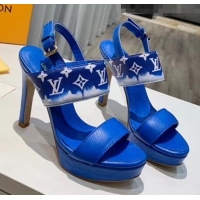 Top Quality Louis Vuitton LV Escale Calfskin Platform Sandal With 10.5cm Heel LV2022 Blue 2020