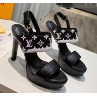 Wholesale Louis Vuitton LV Escale Calfskin Platform Sandal With 10.5cm Heel LV2022 Black 2020