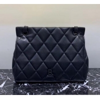 Low Cost Balenciaga B. Quilted Lambskin Small/Large Flap Bag B30837 All Black 2020