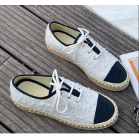 Classic Specials Chanel Tweed Lace-Ups Espadrille Sneakers G36140 White 2020