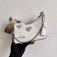 Grade Discount Prada Saffiano leather mini shoulder bag 2BH204 white