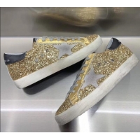 Cheapest Golden Goose GGDB Calfskin Leather Star Sneaker GB1467 Gold Sequins/Grey2020(For Women and Men)