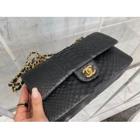 Best Quality Chanel 2.55 Series Flap Bag Original Snake Leather AP1112 Black Gold